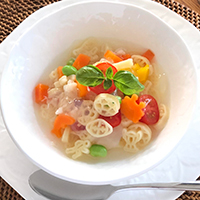 ホタテと枝豆のカラフルジュレパスタ